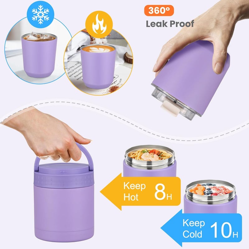 HWONMTE Large Bento Lunch Box Set for Adults Kids Women with 10.5oz Soup Thermo,Coffee Tumblers Men Girls Boys Teenagers Leak-Proof Lunch Food Containers with Lunch Bag - Image 5